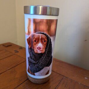 Dog in Wrap Red Shed Home & Gifts Stainless Steel 20 oz. Tumbler w/Cork